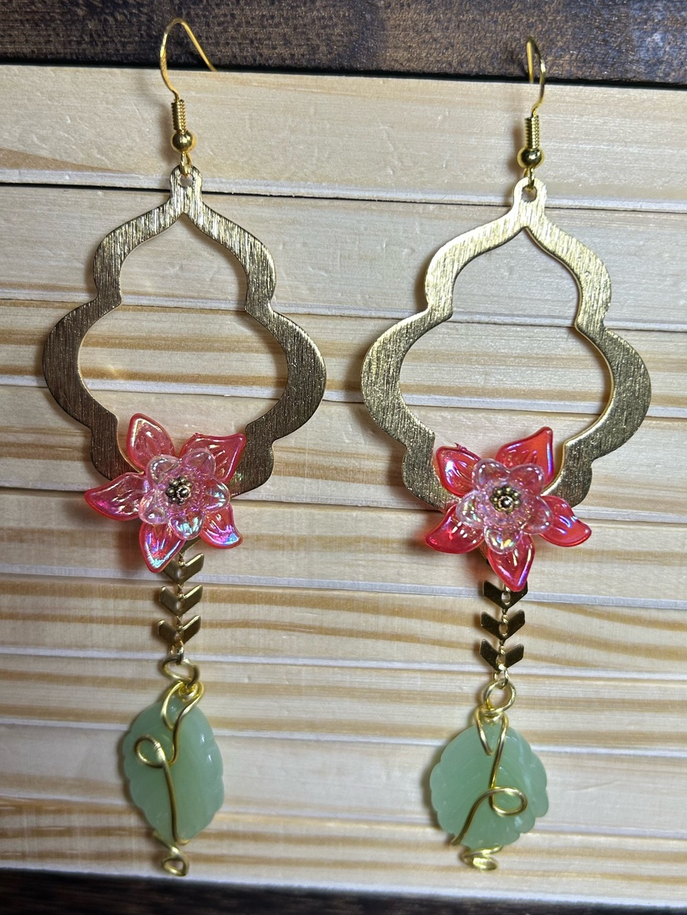 3/$25 Floral Drop Earrings with Pink Flower